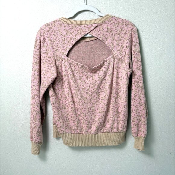 Anthropologie Dolan Left Coast Leopard Cut Out Pullover Sweater Size M Pink Tan - Picture 3 of 10